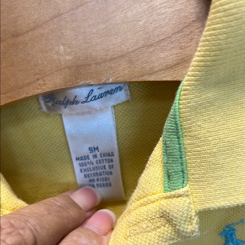 Baby Girls Ralph Lauren Yellow Baby Polo Onesie‎ - Picture 3 of 10